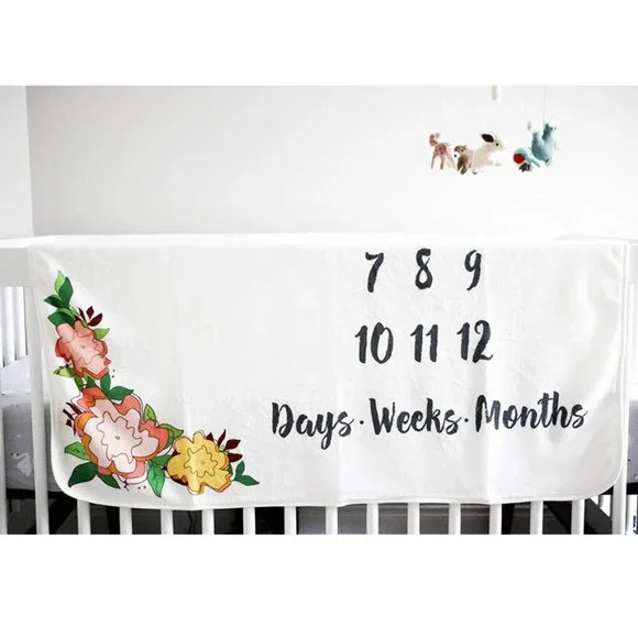 Super Soft floral baby milestone blanket NEW - Picture 3 of 6